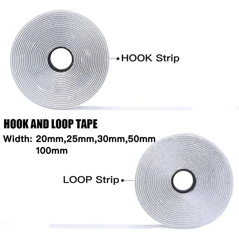 1-10M Velcro Self Adhesive Tape Double Sided Roll for Patches (Strong Glue)