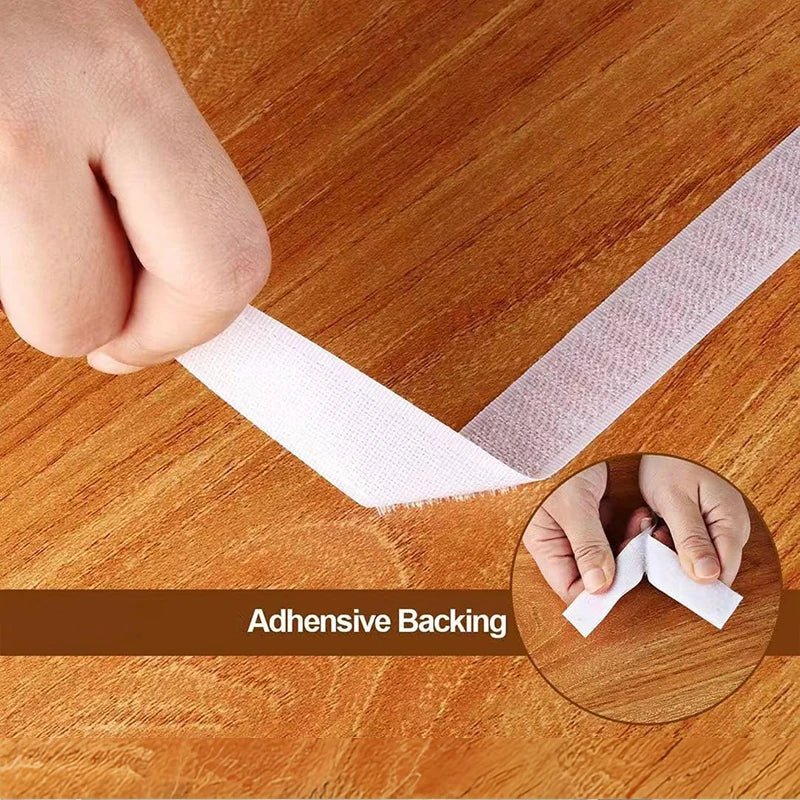 1-10M Velcro Self Adhesive Tape Double Sided Roll for Patches (Strong Glue)